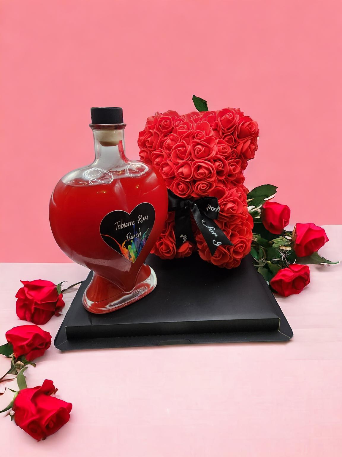 Valentines Rum Punch Rose Bear Gift Set