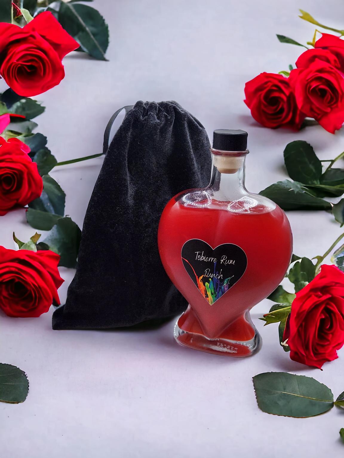 Valentine’s Rum Punch with a Black Velvet Pouch